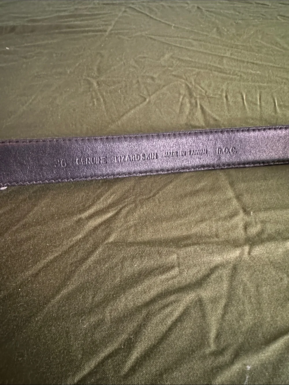 VTG Genuine Lizard Skin Black Belt w/ Solid Brass Belt Buckle - 40 3/4”
